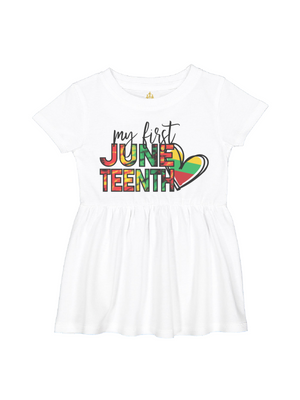 My First Juneteenth Baby Girl Outfit in White – Pan-African Heart Design