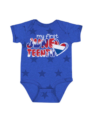 My First Juneteenth Baby Patriotic Bodysuit in Blue