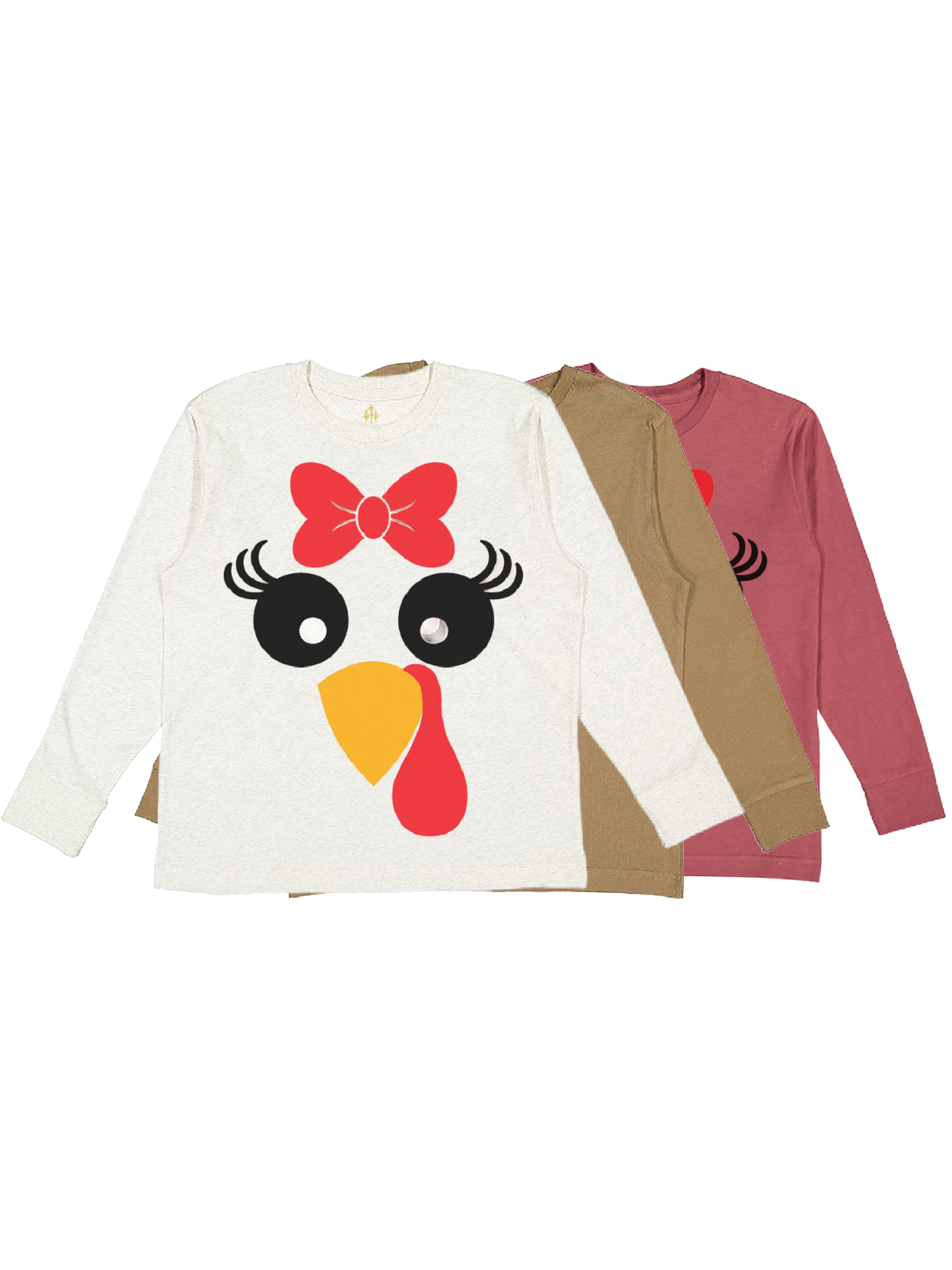 Girly Turkey Face Kids Thanksgiving Shirts