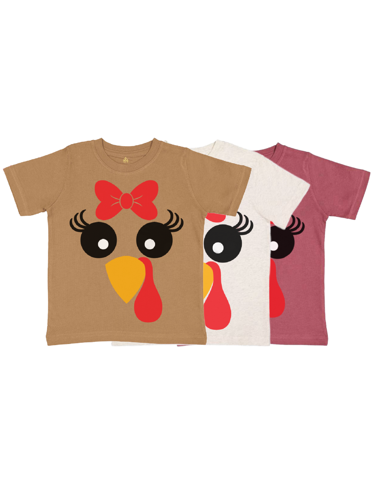 Girly Turkey Face Kids Thanksgiving Shirts