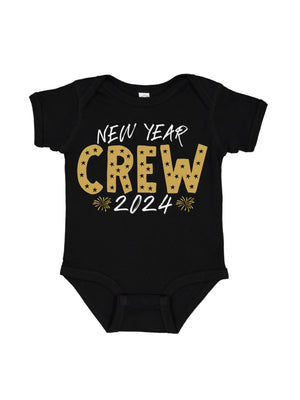 New Year Crew 2024 Baby Bodysuit in Black