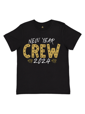 New Year Crew 2024 Kids Shirt in Black