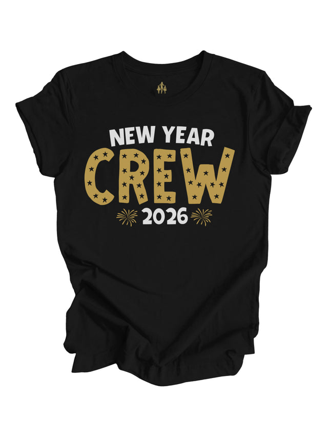New Year Crew 2026 Adult Shirt Black Short Sleeve