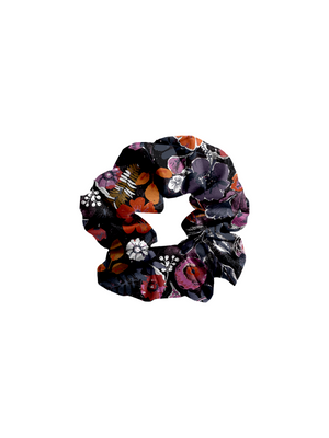 Girls Halloween Scrunchies in Night Bloom Black