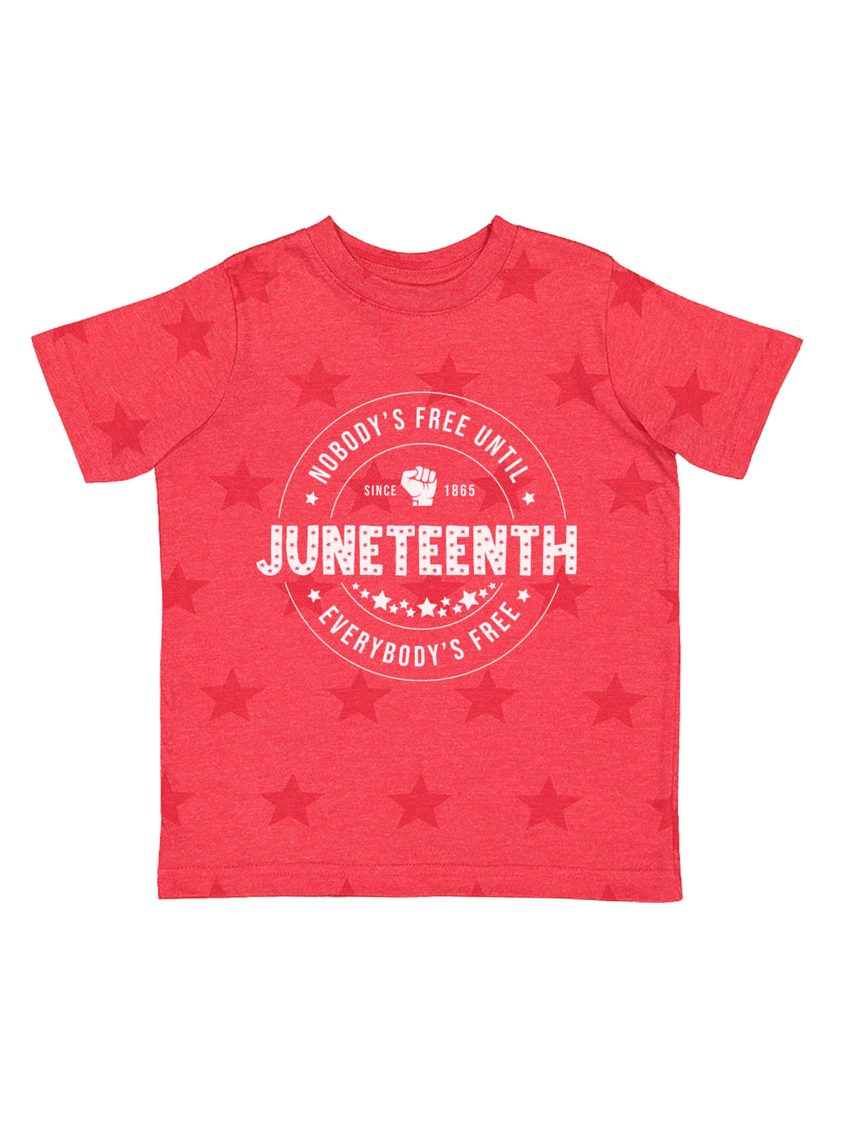 Nobody's Free Until Everybody's Free Kids Juneteenth Shirt in Red