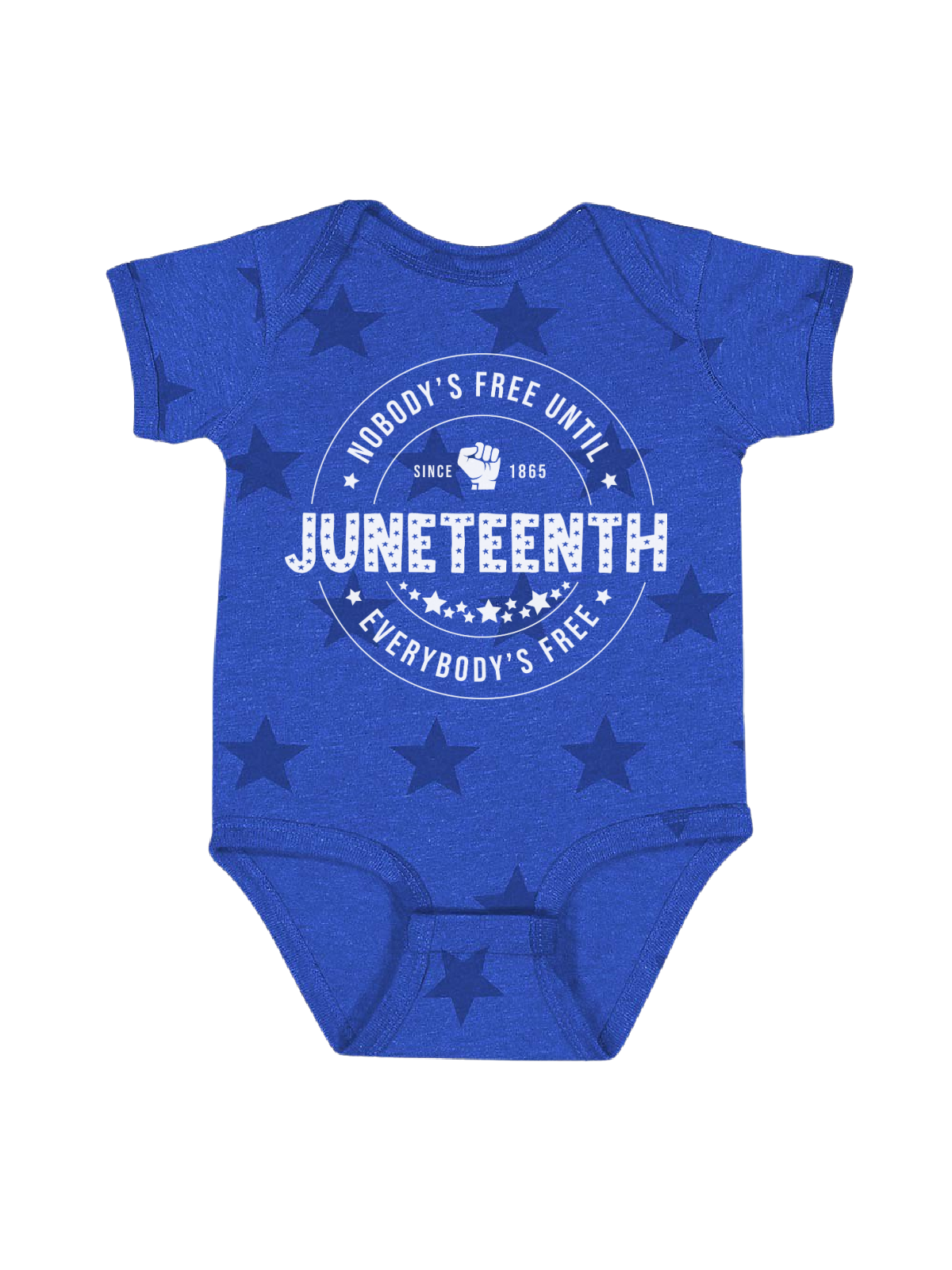 Nobody's Free Until Everybody's Free Infant Juneteenth One Piece in Blue Stars