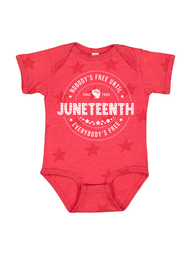 Nobody's Free Until Everybody's Free Infant Bodysuit in Red Stars