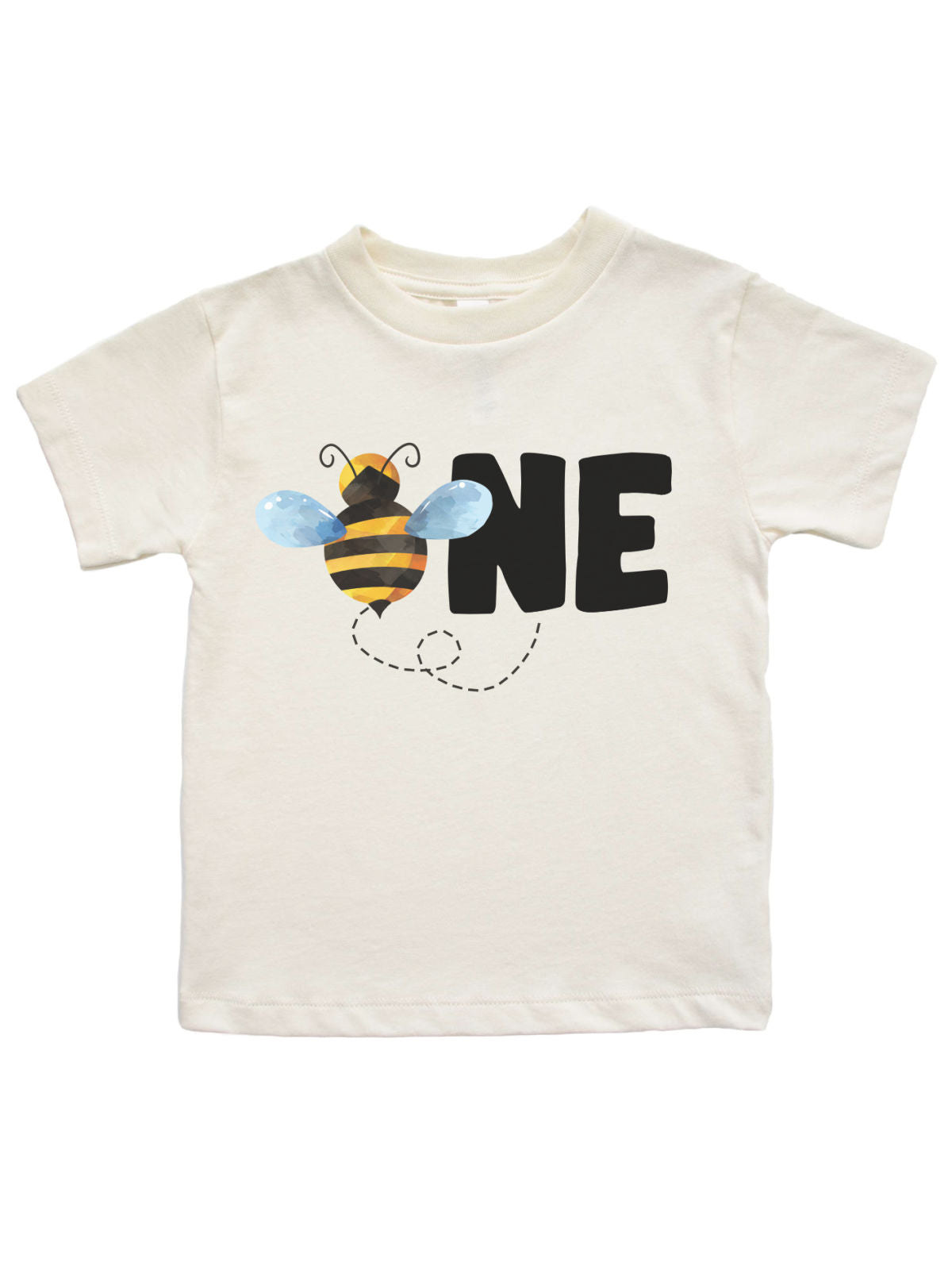 ONE 1st Birthday Bumble Bee Kids Birthday Shirt in Natural Cream