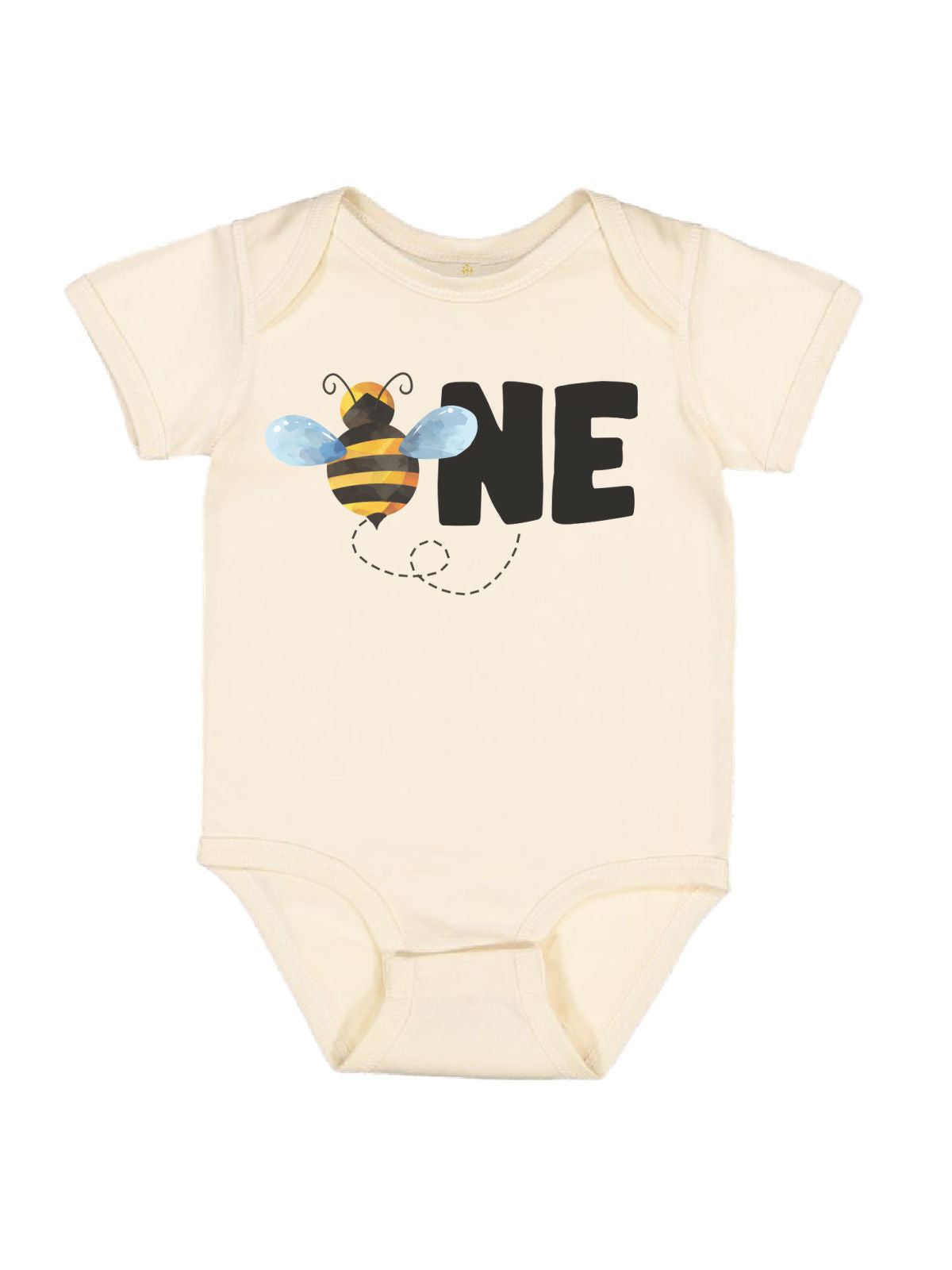 ONE First Birthday Bumble Bee Baby Bodysuit in Natural Cream