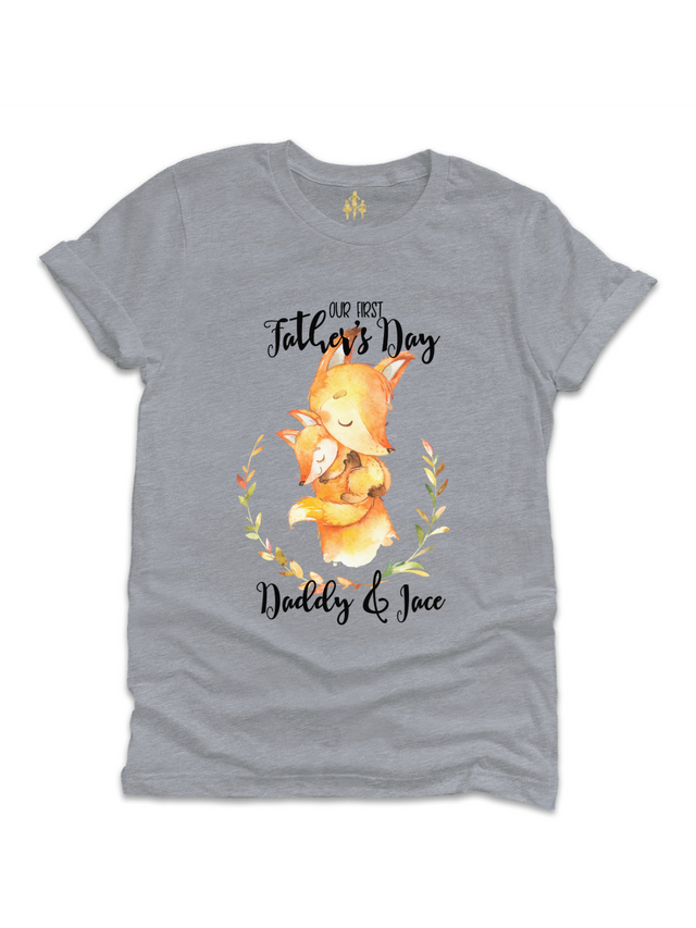 Our First Father's Day Daddy and Me Matching Shirts - Foxes