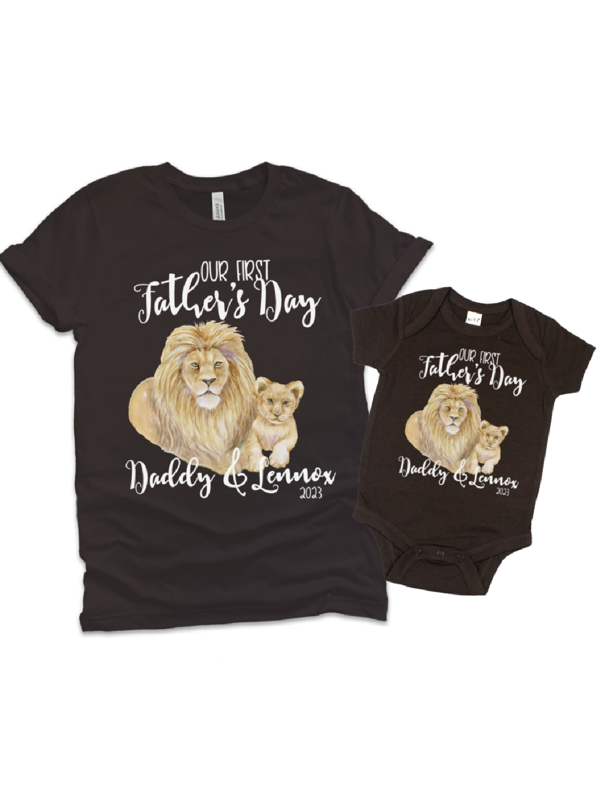Our First Father's Day Daddy and Me Matching Shirts - Lions