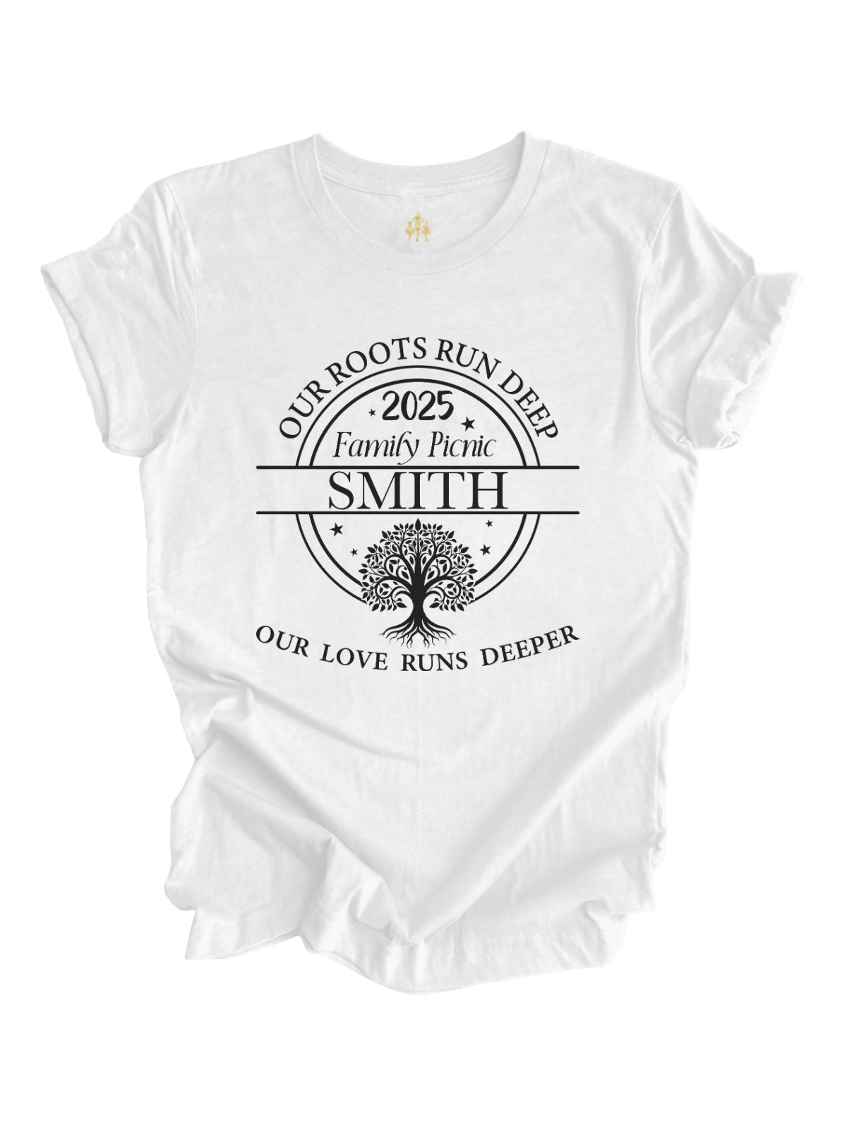 White Short Sleeve Shirt Our Roots Run Deep 2025 Family Picnic Shirt