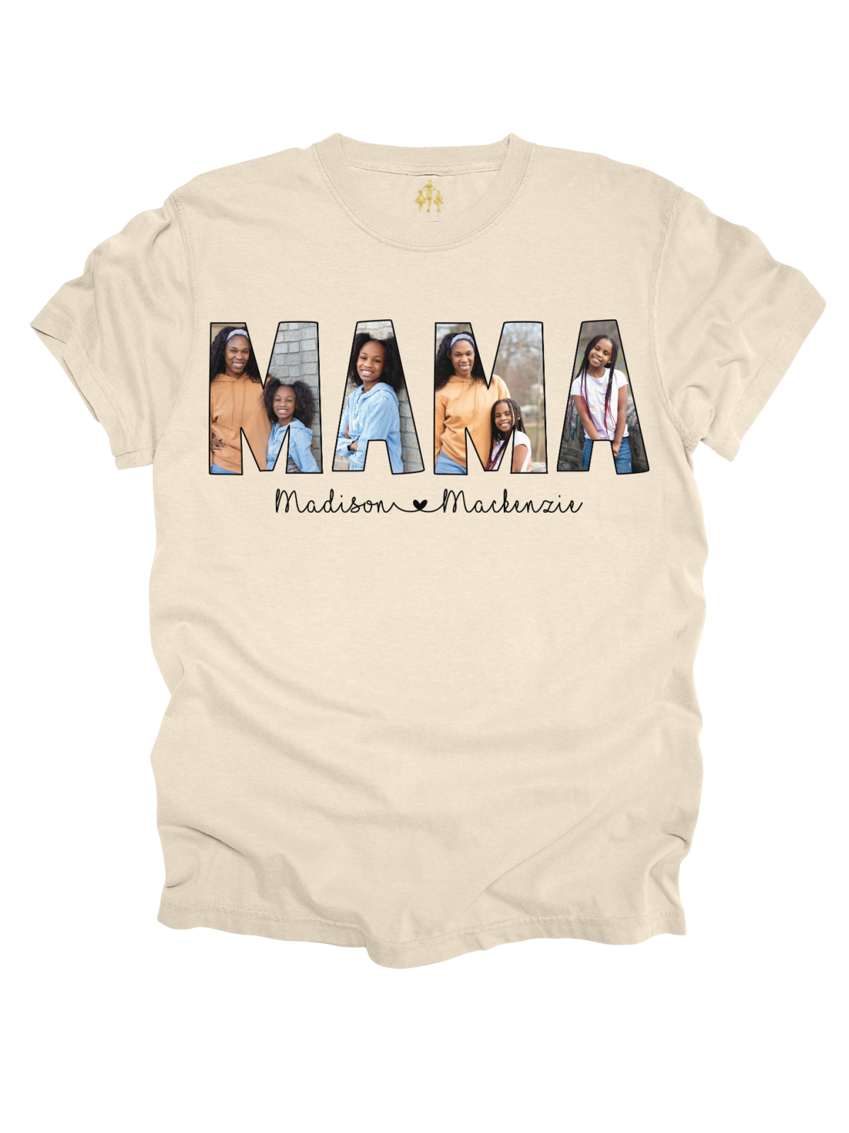 Personalized Mama Shirt with Photo Letters in Natural
