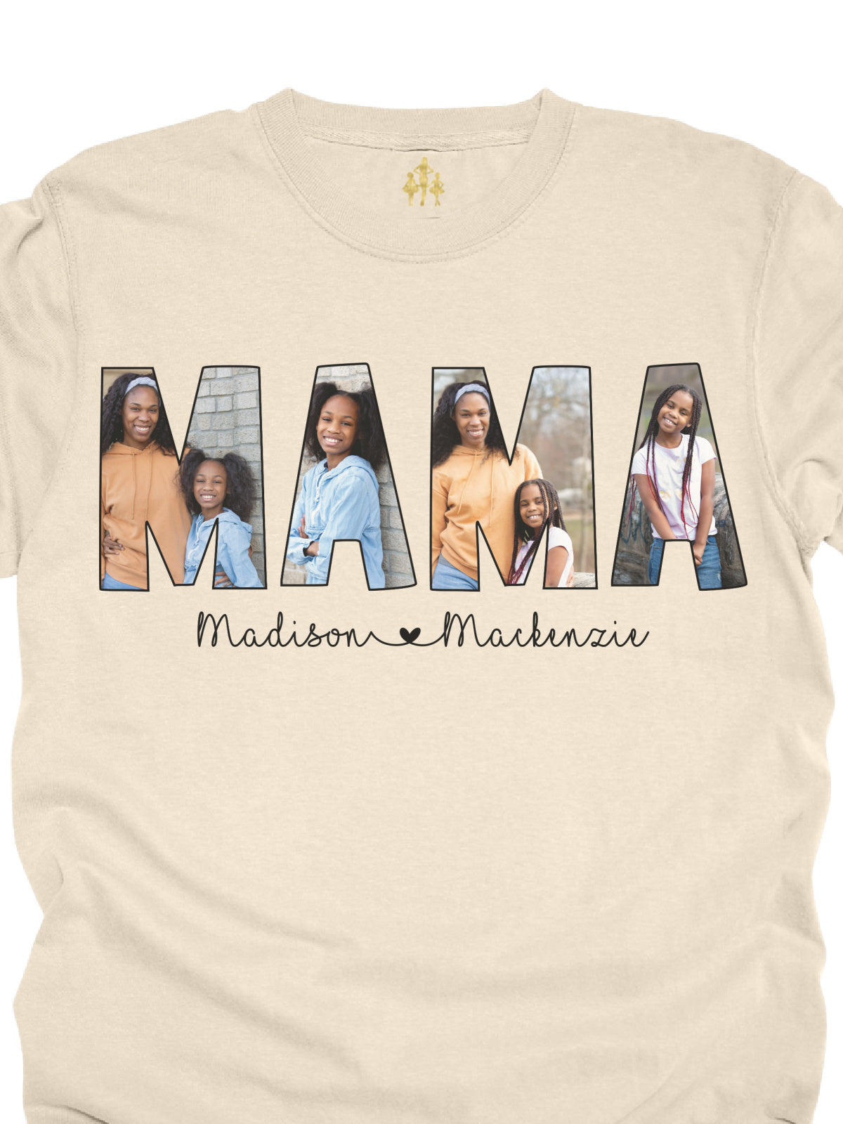 Personalized Mama Shirt with Photo Letters in Natural
