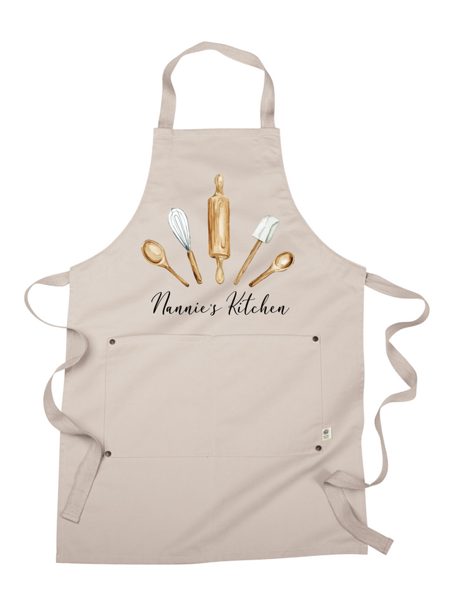 Personalized Grandma's Kitchen Apron in Beige