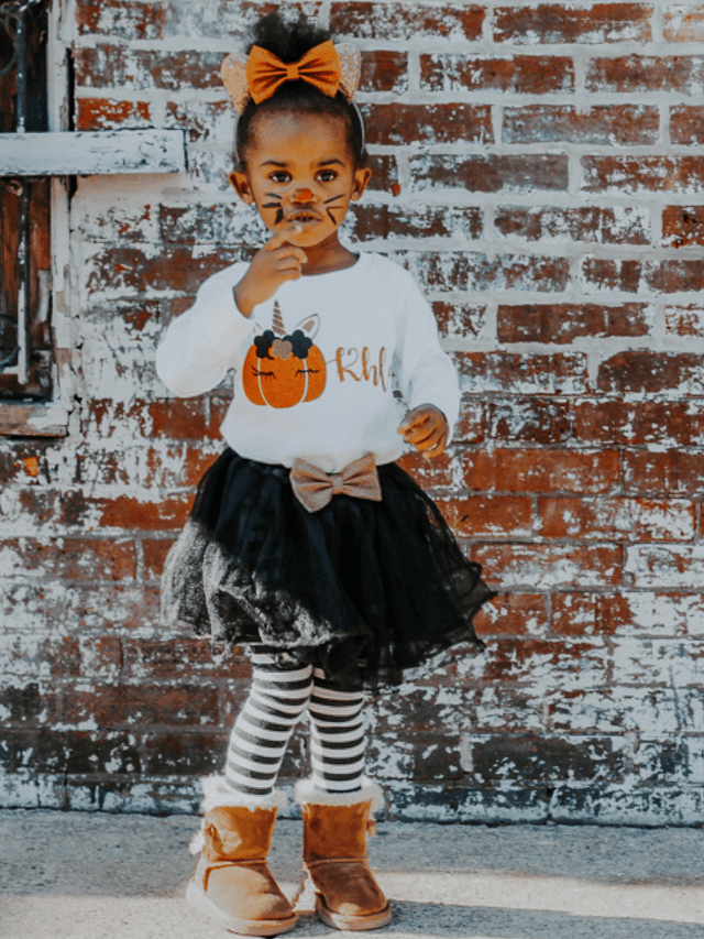 Toddler girl wearing personalized Sparkle Unicorn Pumpkin Halloween Shirt with glitter design