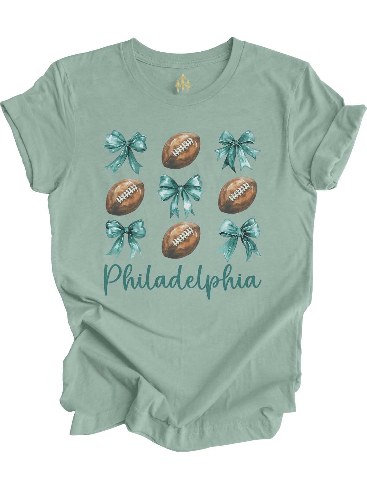 Philadelphia Football Coquette Bows women’s shirt in sage green
