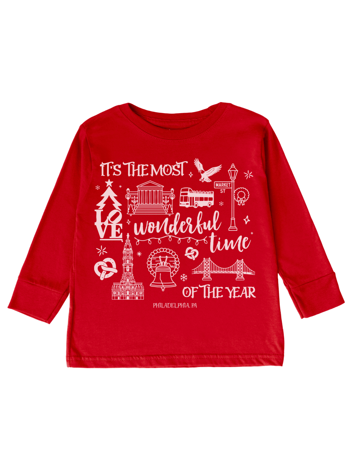 Philly Christmas kids green shirt with Most Wonderful Time graphic