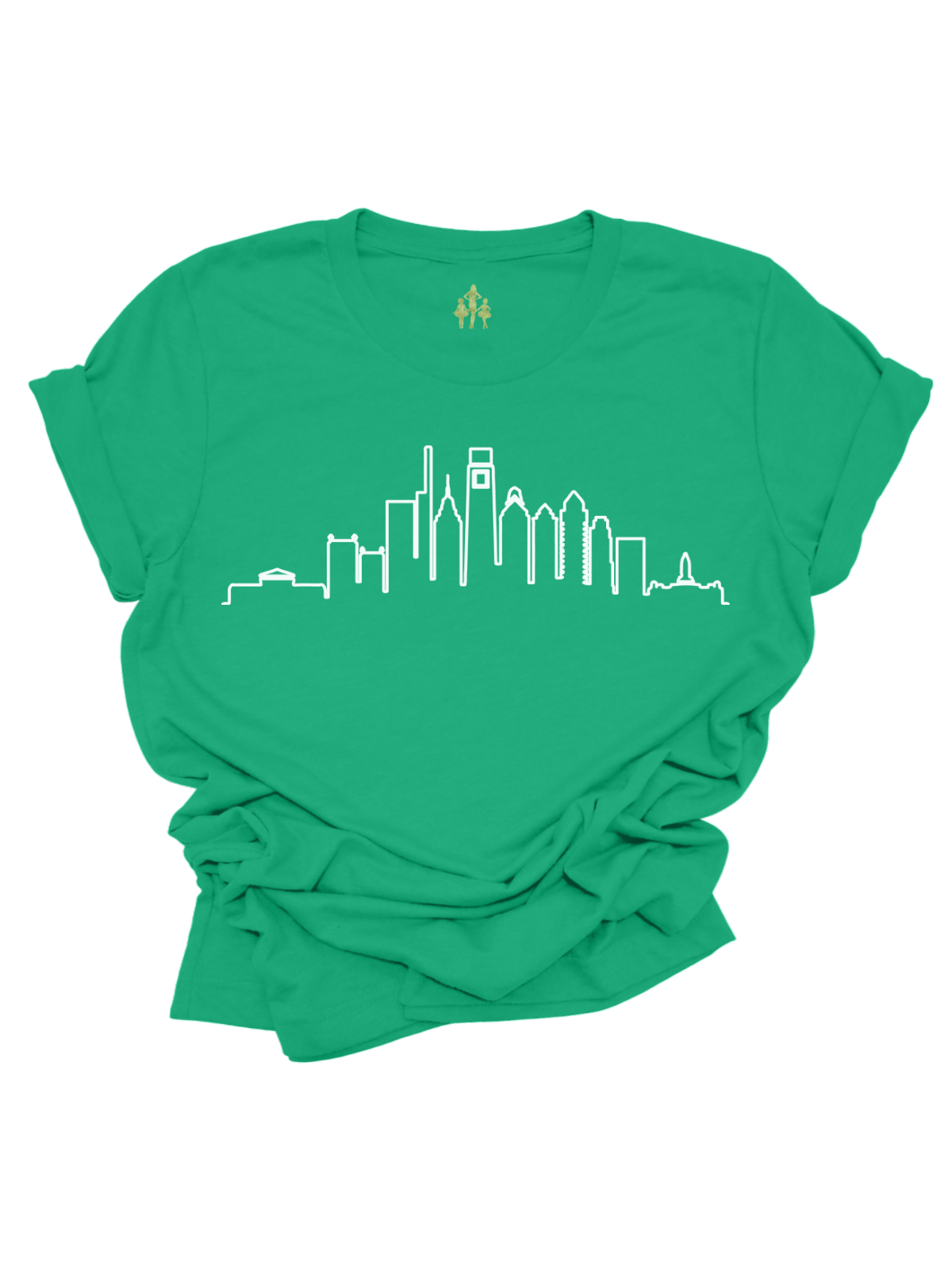 Philly Skyline Mom Shirt in Kelly Green