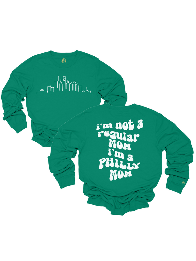 I'm a Philly Mom Unisex Long Sleeve Kelly Green Shirt