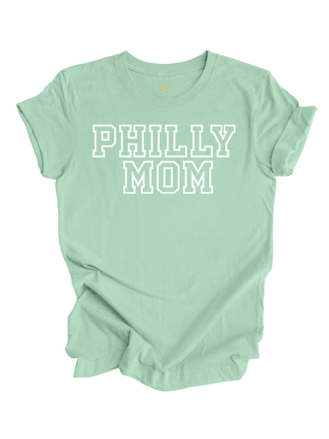 Philly Mom Varsity Shirt in Mint Green