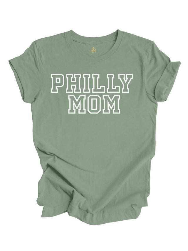 Philly Mom Varsity Shirt in Sage Green