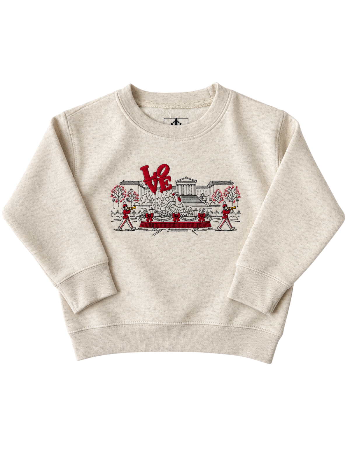 Natural kids long sleeve sweatshirt embroidered with Thanksgiving parade