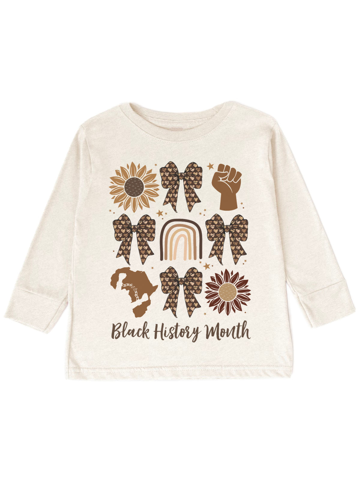 Kids Black History Month shirt with bows and sunflowers