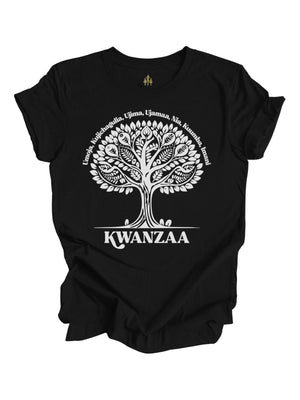 short sleeve black adult african tree kwanzaa shirt