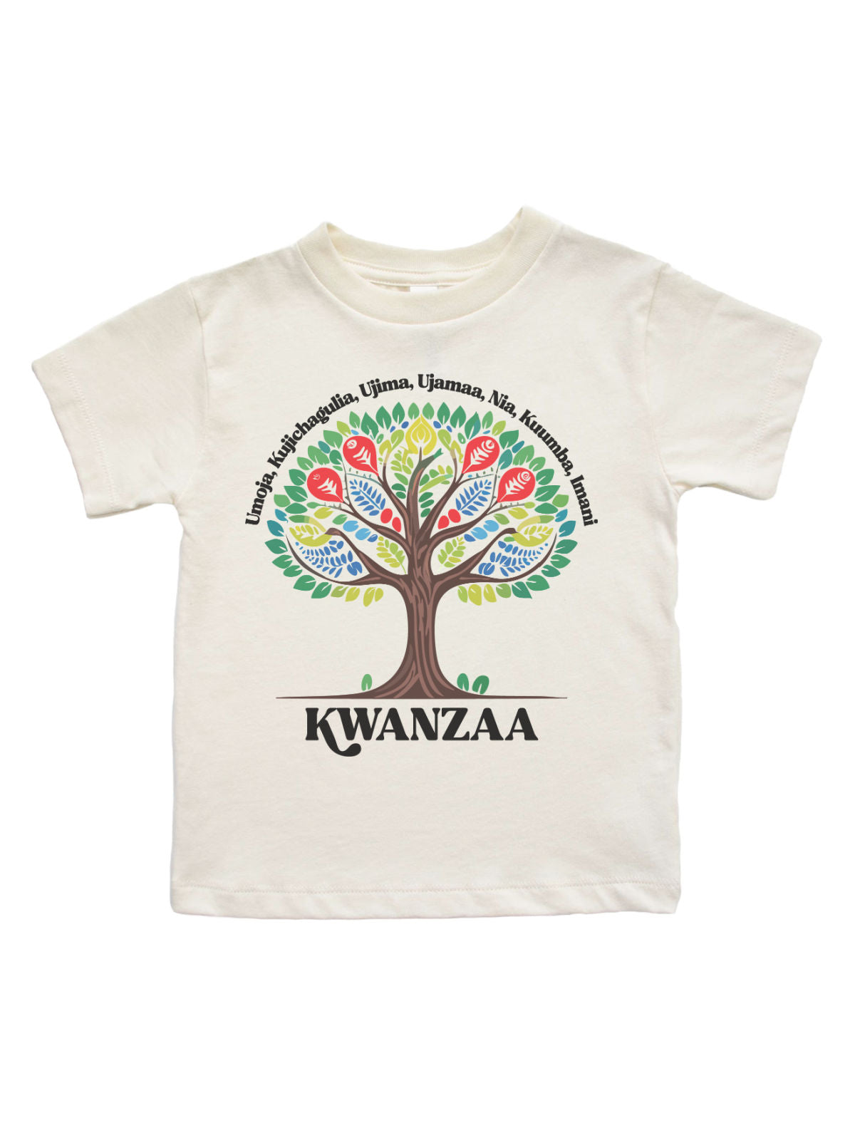 long sleeve natural kids t shirt with African tree Kwanzaa