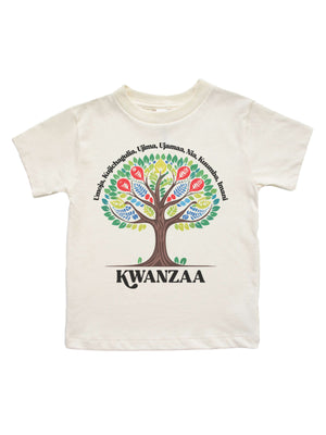 short sleeve natural kids Kwanzaa t shirt with african tree