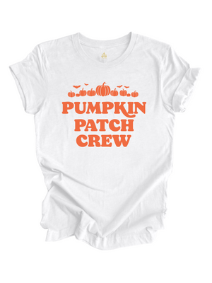 Pumpkin Patch Crew Adult Halloween Shirt in White