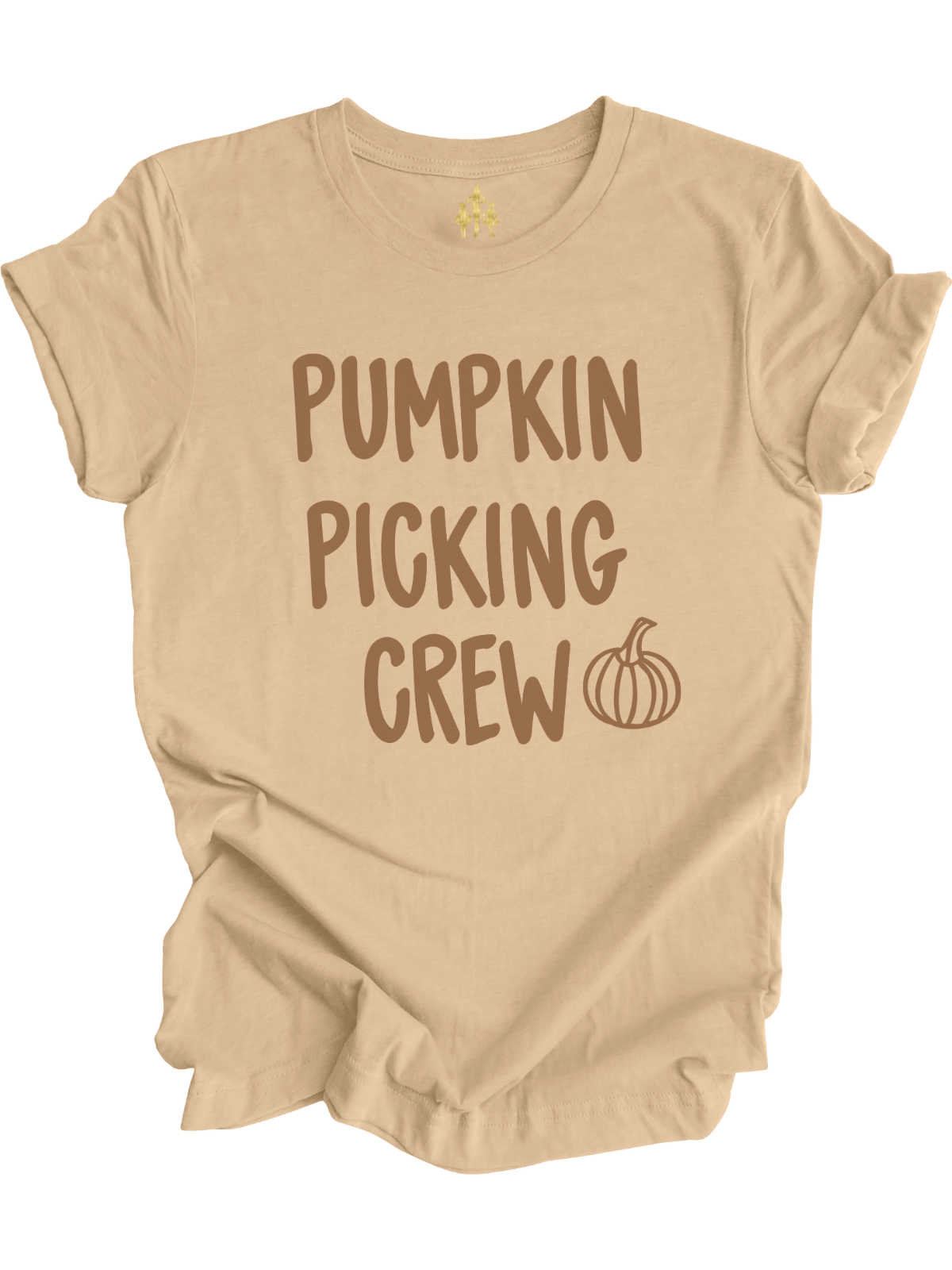 Pumpkin Picking Crew kids fall shirt in latte brown with pumpkin graphic – toddler and youth tee