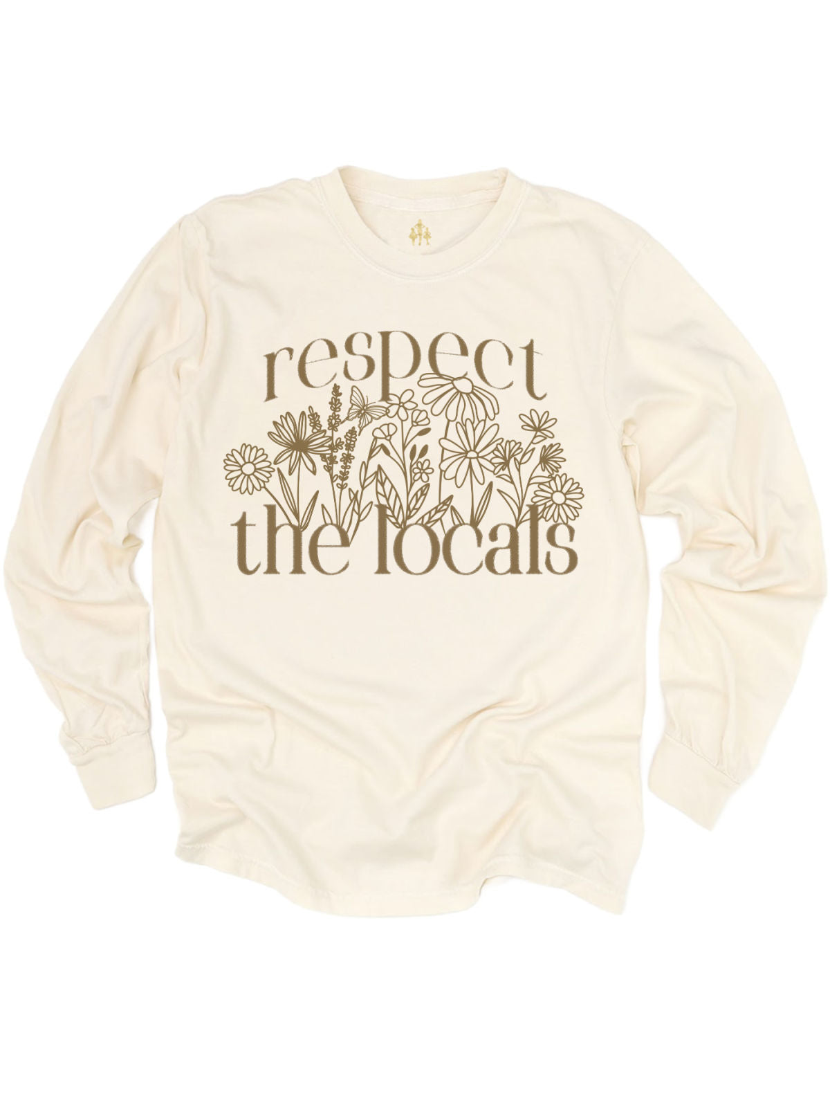 Respect the Locals Adult Natural Short Sleeve Shirt with Floral Design