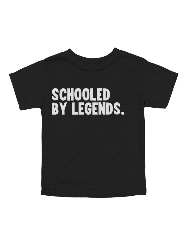 Black "Schooled by Legends" kids' t-shirt for Women's History Month
