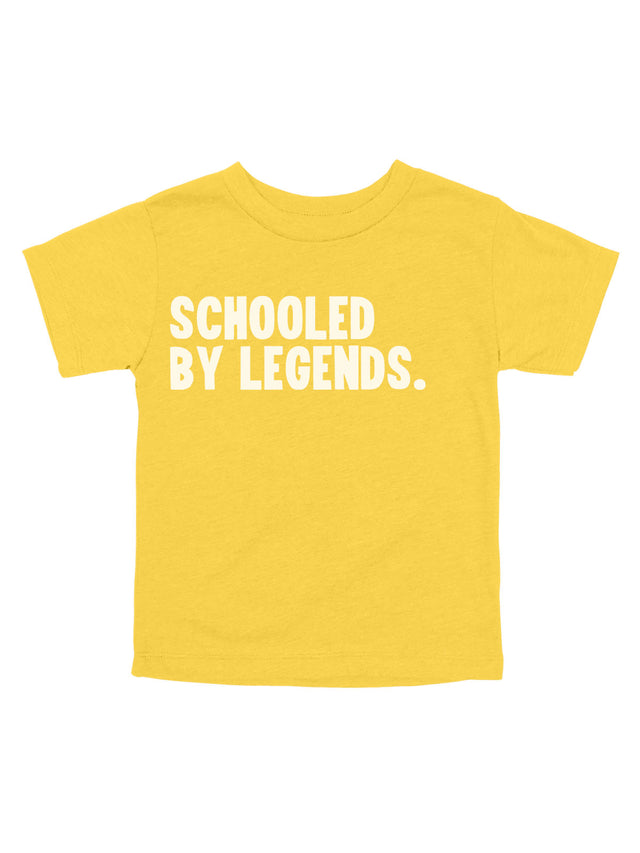 Yellow "Schooled by Legends" kids' t-shirt for Women's History Month