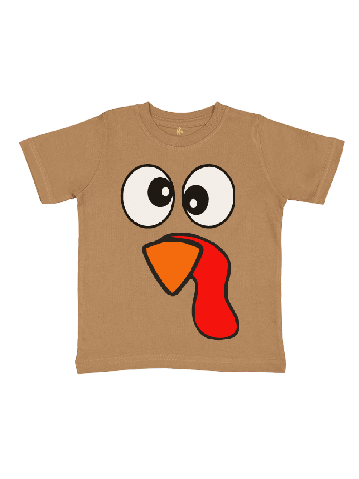 Silly Turkey Face Kids Thanksgiving Shirt in Coyote Brown