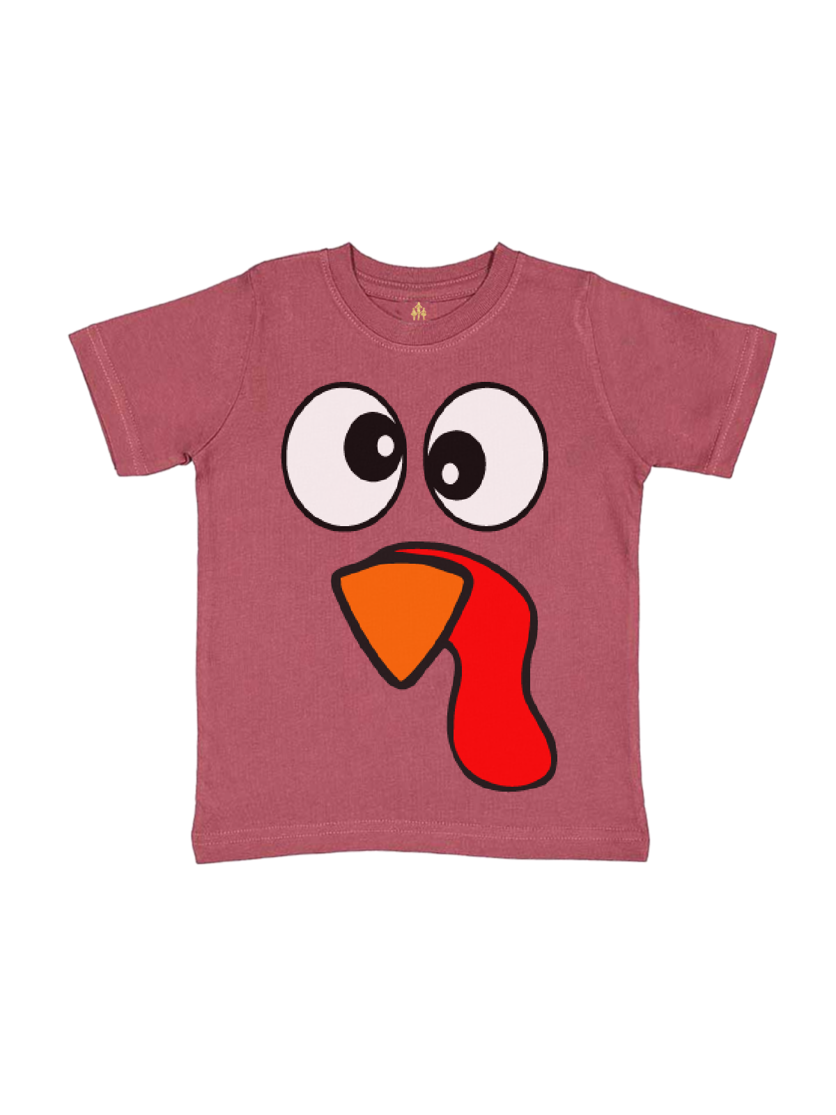 Silly Turkey Face Kids Thanksgiving Shirt in Rouge Red