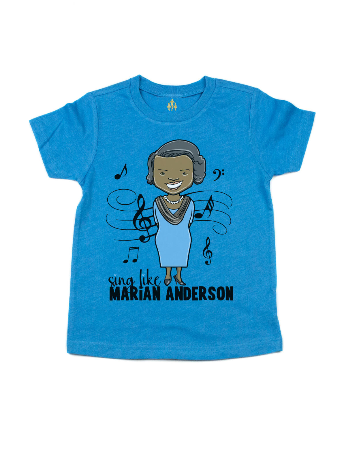 Natural short sleeve kids t shirt featuring Marian Anderson, music notes