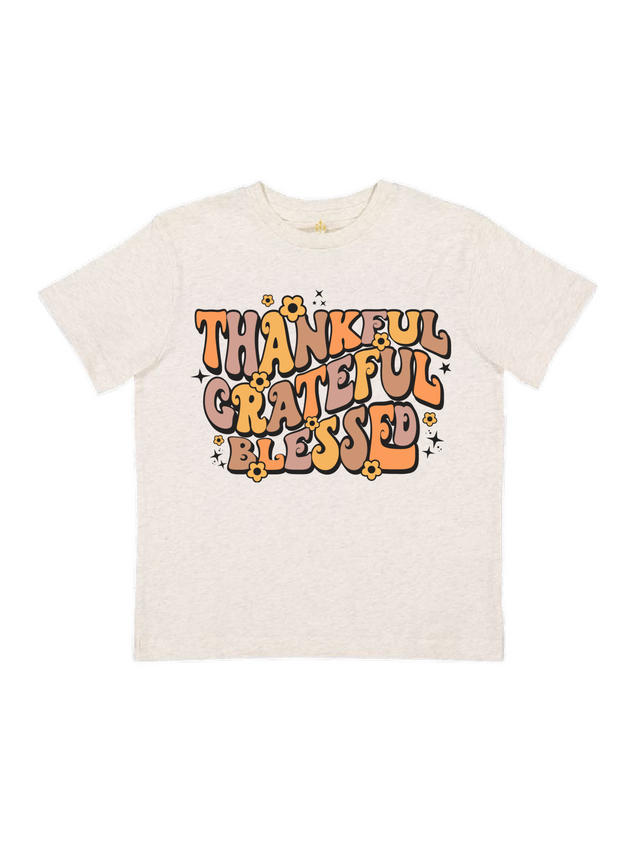 Thankful Grateful Blessed Girls Thanksgiving Shirt