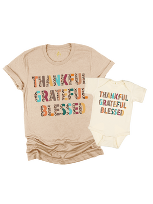 Thankful, Grateful, Blessed Mommy and Me Matching Shirts