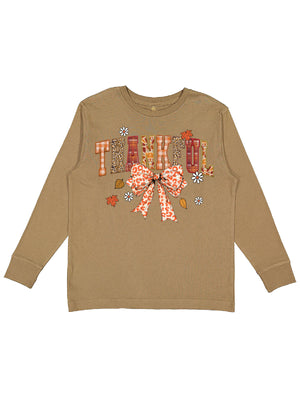 Brown long sleeve kids Thankful shirt