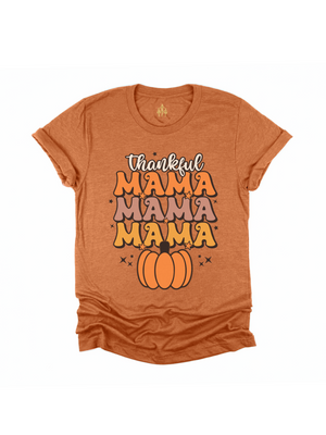 Thankful Mama Women's Orange Thanksgiving Fall Shirt in Orange