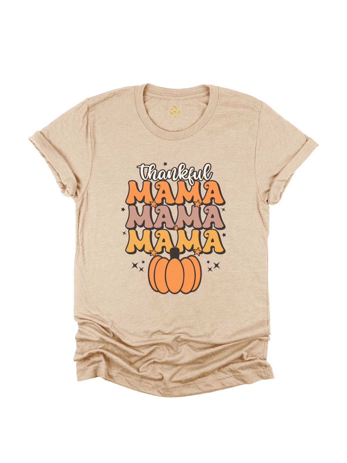 Thankful Mama Women's Thanksgiving Fall Shirt in Tan