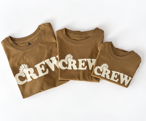 Kids Thanksgiving Shirts Coyote Brown Short Sleeve Turkey design in retro writing