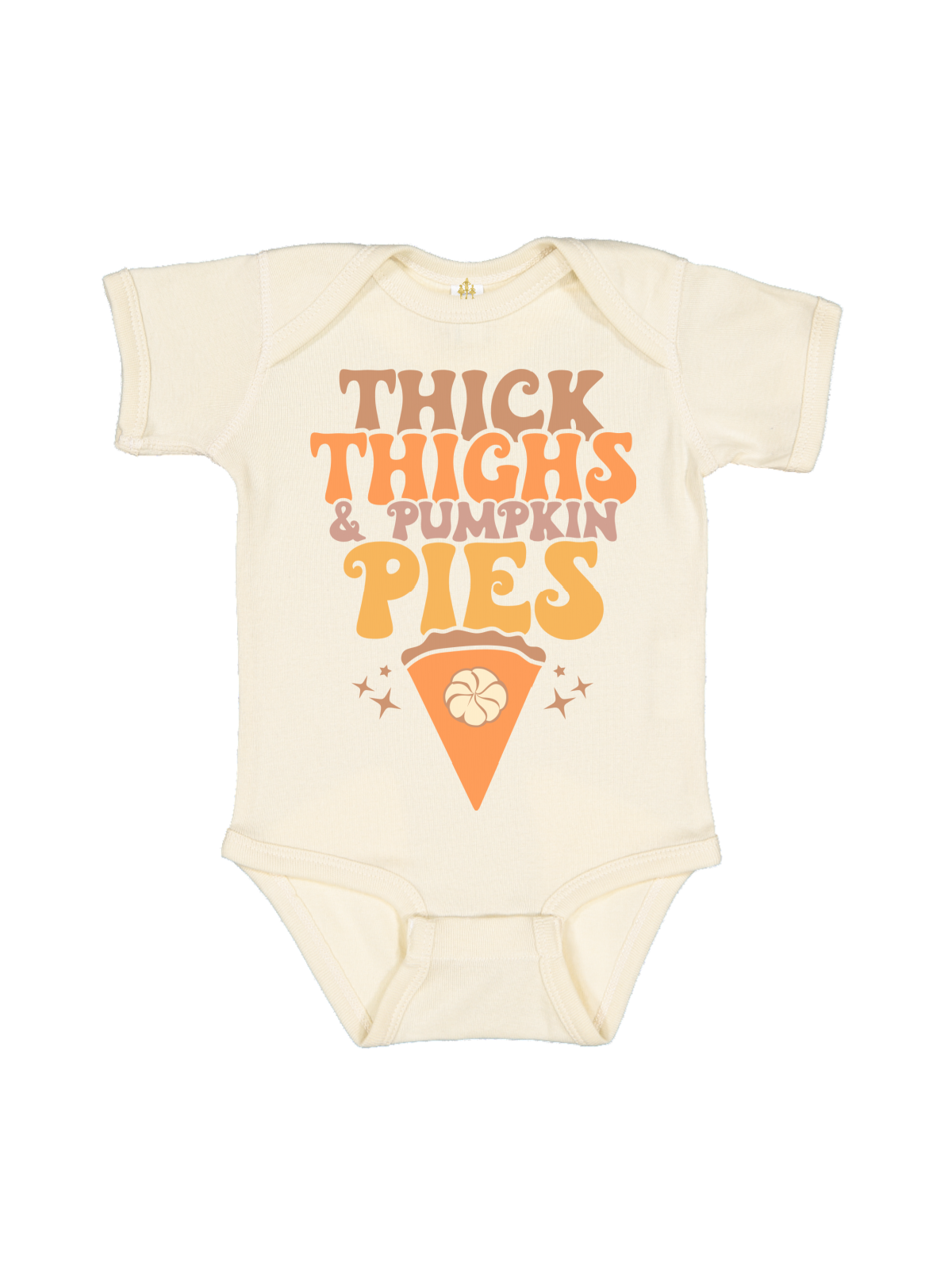 Thick Thighs & Pumpkin Pies Baby Bodysuit in Natural
