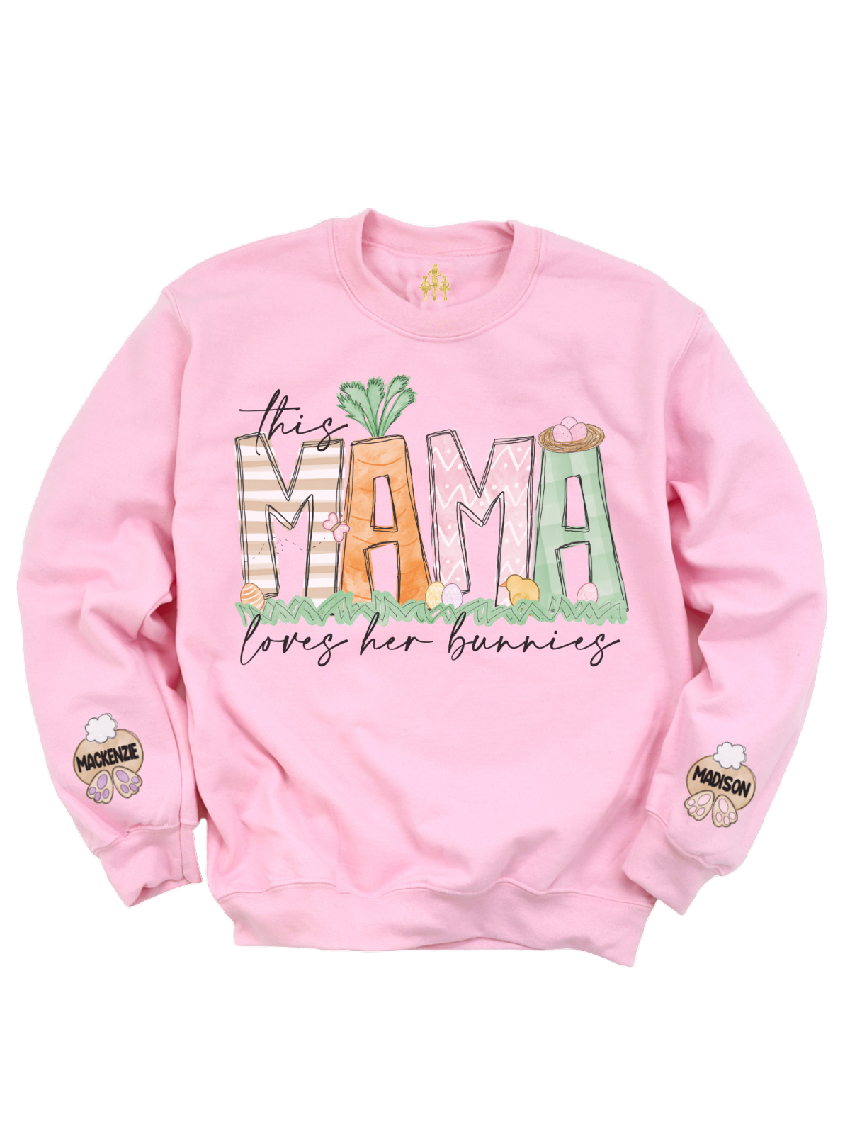 This Mama Loves Her Bunnies Womens Easter Sweatshirt in Pink