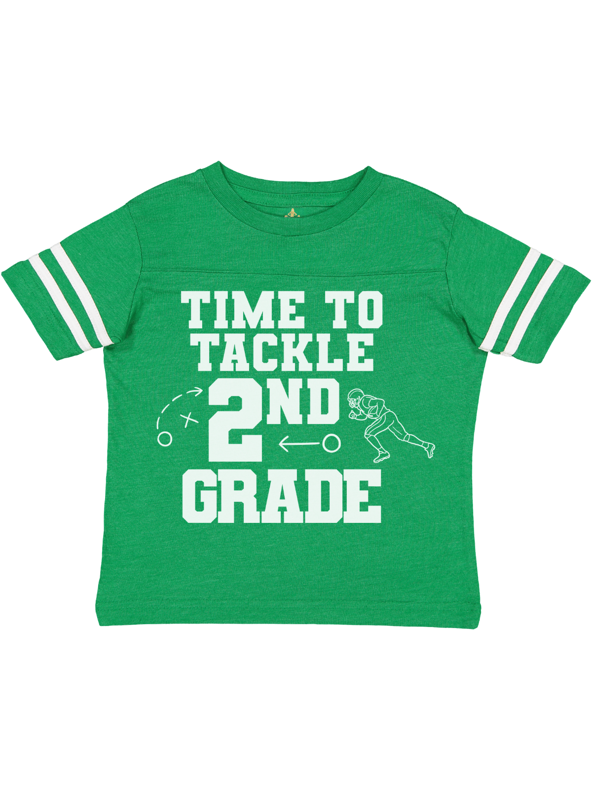 Second grade and fifth grade football back to school jersey shirts in green, black, and camo by Mackenzie Madison of Philadelphia