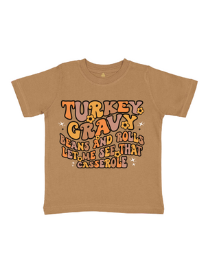 Turkey Gravy Beans and Rolls Kids Thanksgiving Shirt