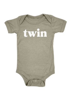 Twin Baby Bodysuit in Stone